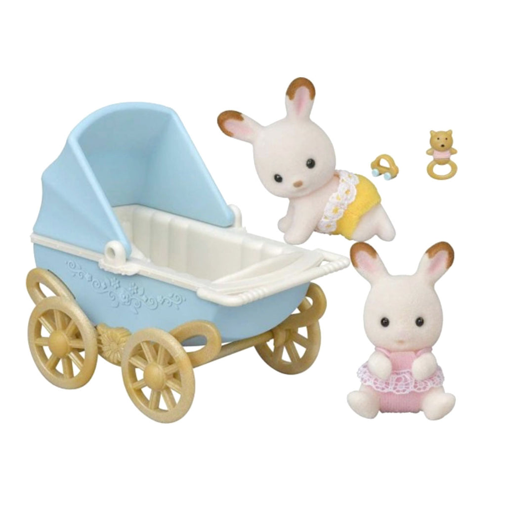 Mellizos Conejos Chocolate Sylvanian Families con Coche