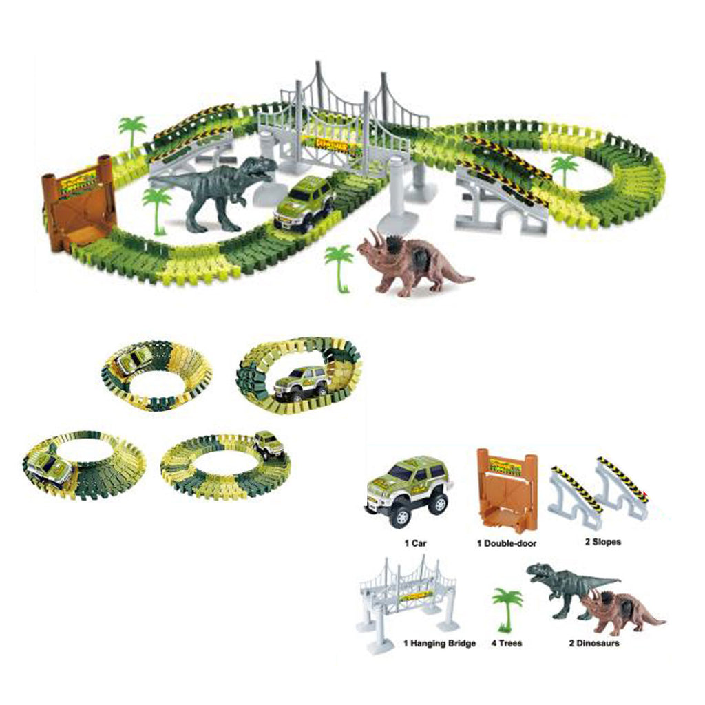Pista Autos Dinosaurio 142 piezas