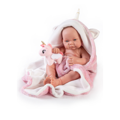 Bebé Reborn Nica Antonio Juan Capucha y Peluche Unicornio