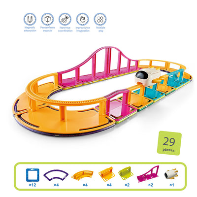 Pista de Tren Magnetic Tiles 29 Piezas