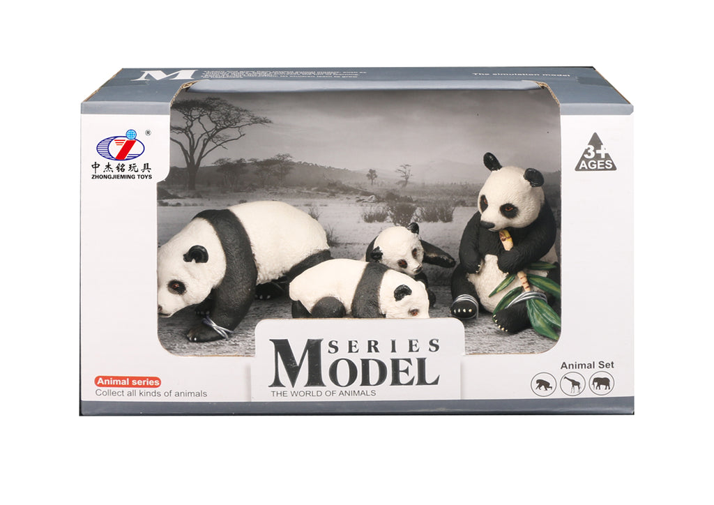 Familia Osos Panda Realistas Set 4 Figuras